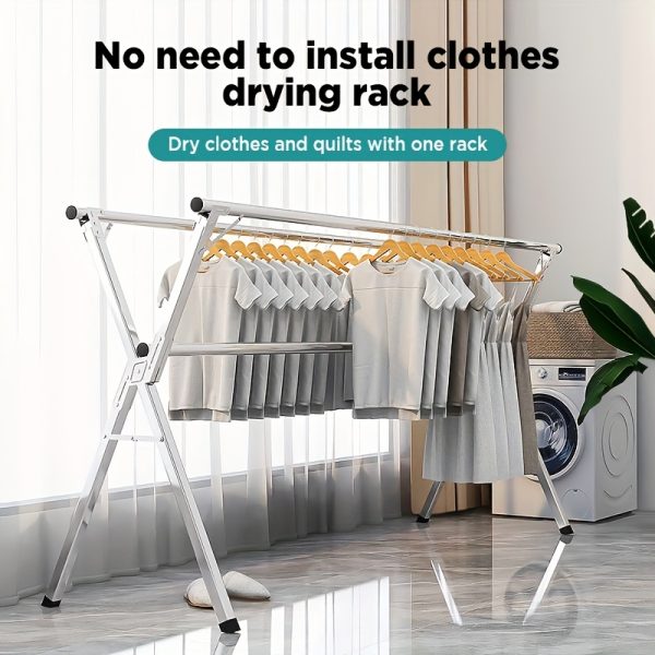 Clothes Drying Rack 78.7 Inches Folding Outdoor Indoor, Drying Rack Clothing Collapsible, Foldable Laundry Drying Rack, Heavy Duty Stainless Steel Clothesline, Drying Racks - Image 3