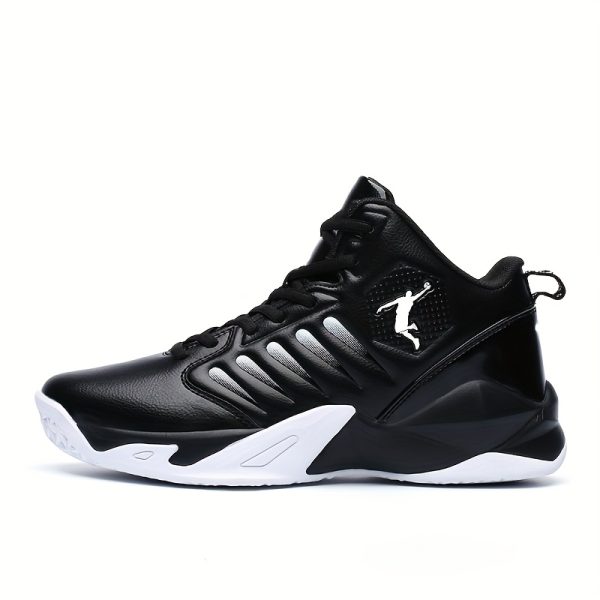 HIDEDUGO High-Top Basketball Shoes - All-Terrain Cushioned Training Sneakers with TPR Sole, White/Black Sneakers for Basketball, Gym, Running - Lace-Up Support for Men & Women, Basketball Gear, Gym Footwear, Sleek Sporty Design, Durable Pu Upper, Secure Laceup Closure - Image 2