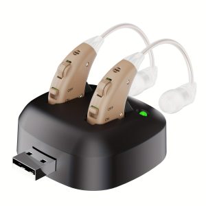 True Hearing Aids (Not Amplifier) for Seniors Rechargeable Hearing Loss Professional with Charging Dock (Beige)
