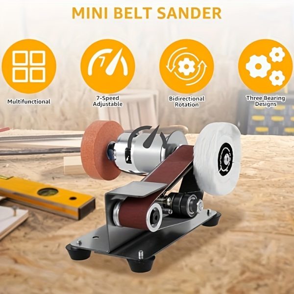 37pcs/107pcs 3-in-1 Mini Belt Sanding Machine -15 Degree Knife Sanding Machine, Electric Desktop Sanding Machine, 7 Adjustable Speed Buffer Polishing Machines, Suitable for DIY Metal And Wood Handicrafts, Tools, And Tool Polishing (with Kit) - Image 4