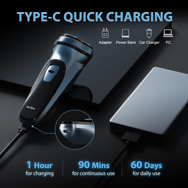 Sejoy Electric Razor for Men, Electric Face Shaver, Cordless Washable Rechargeable Shaving Machines, Fast Charging, best gift - Image 4