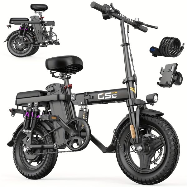Adult Folding Electric Bike 740W Peak Motor 20 MPH 35-Mile Range 48V Removable Battery 14" Compact Alloy Steel Frame Disc Brakes Black City Commuter E-Bike with High-Quality Accessories, Foldable Electric Bike, Urban Cycling, Sleek Design, Durable Build - Image 10