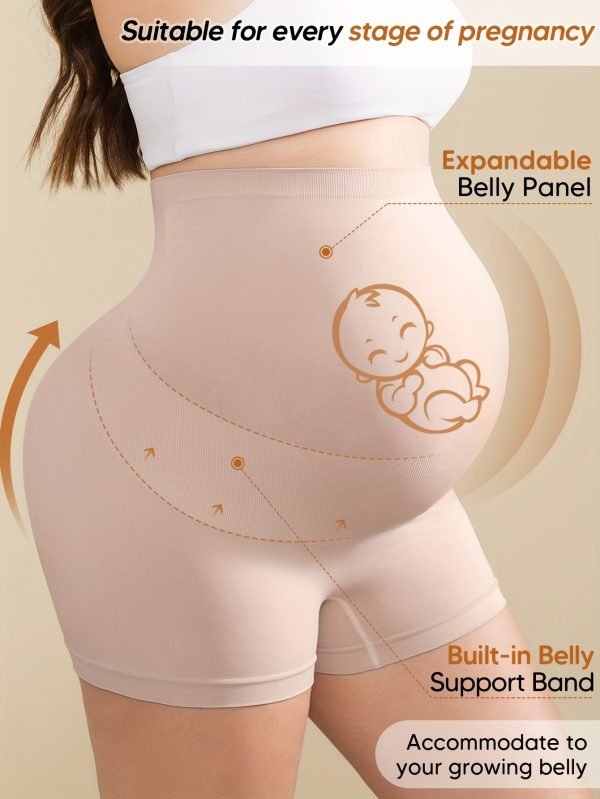 Women'S High-Waist High-Stretch Belly Support Fabric with Abdominal Functionality, Ribbed Back Support Maternity Shorts, Comfortable and Breathable Suitable for the Full Pregnancy Cycle, Maternity Clothing|Breathable Fabric|Elastane Fabric - Image 3