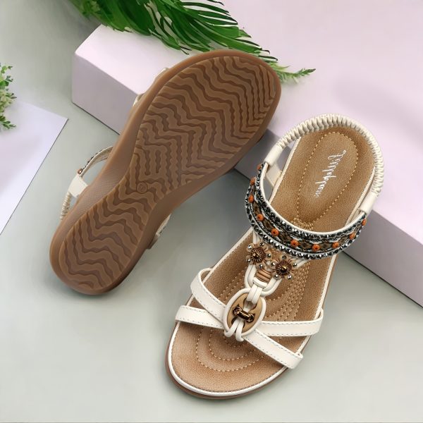 Womens Sandals Ankle Elastic Bohemian Flats Summer Beach Dress Comfort Walking With Non Slip Casual Shoes - Image 10