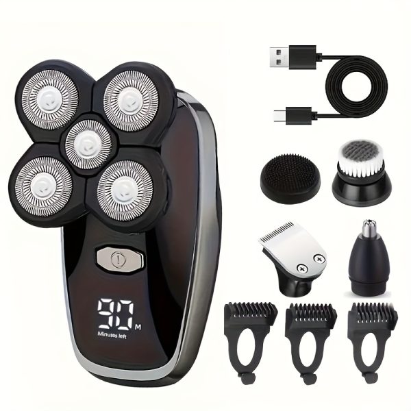 Electric Razor For Men Electric Head Hair Shaver LED Display -  Mens Cordless Rechargeable  Bald Head Razor ,five Blade Electric Shaver - Image 7