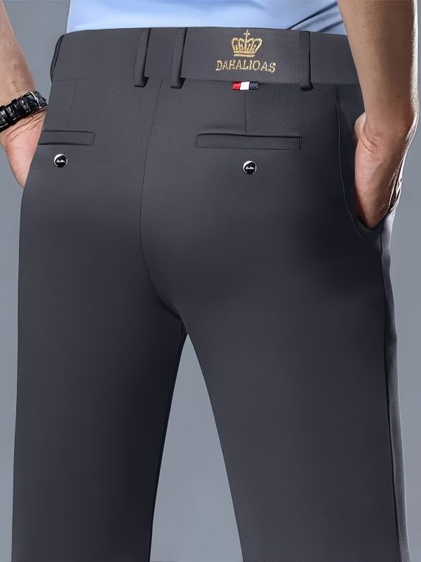 3pcs Men's High-Elasticity Business Casual Dress Pants - Wrinkle-Free All-Season Wear, Machine Washable with Logo, Mid-Rise Regular Fit & Zipper Closure for Office & Formal Occasions, Professional Attire, Classic Style, Premium Stitching, Versatile Trousers, Corporate Wear - Image 6