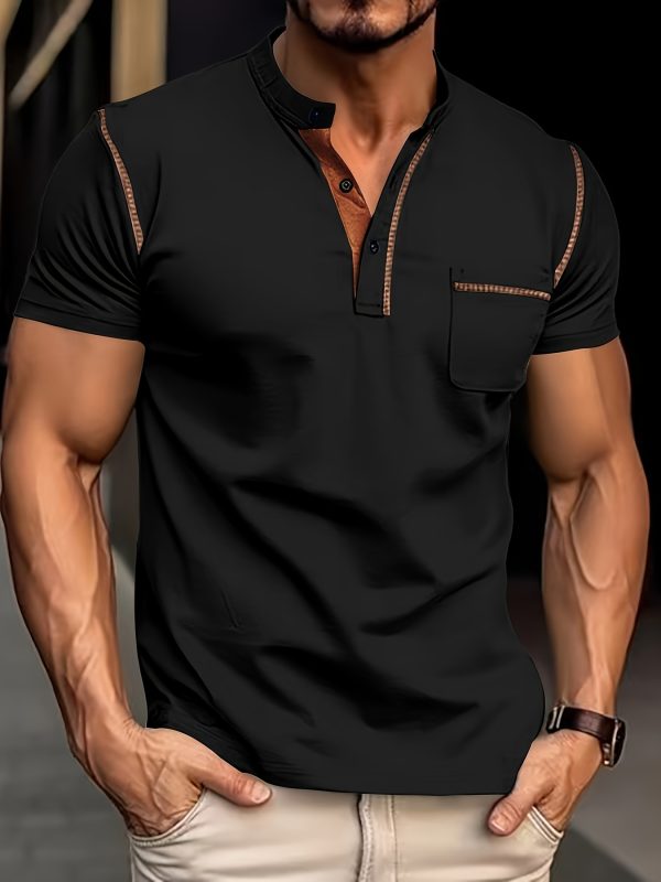 Men's Short Sleeve Henley Tee, Men's Casual Clothing For Summer, Gift For Men - Image 4