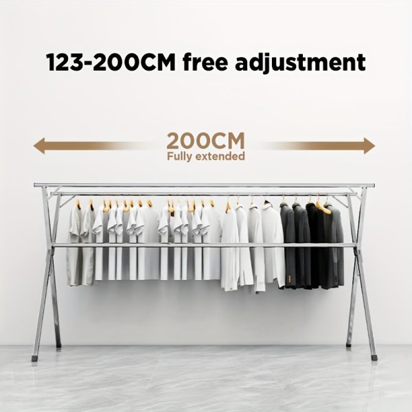 Clothes Drying Rack 78.7 Inches Folding Outdoor Indoor, Drying Rack Clothing Collapsible, Foldable Laundry Drying Rack, Heavy Duty Stainless Steel Clothesline, Drying Racks - Image 7
