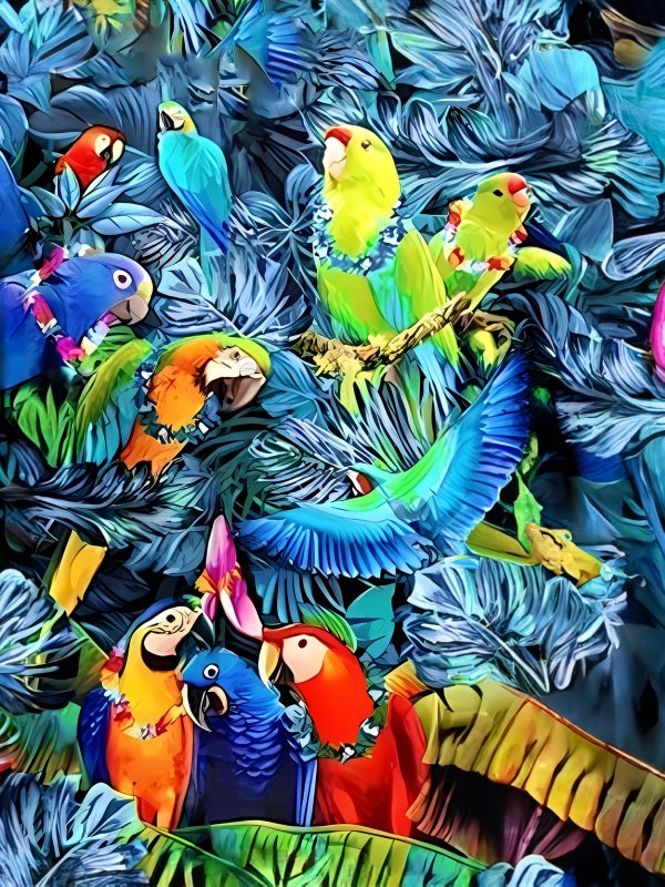 Men's Tropical Parrot Print Short Sleeve Button-Up Shirt - Image 4