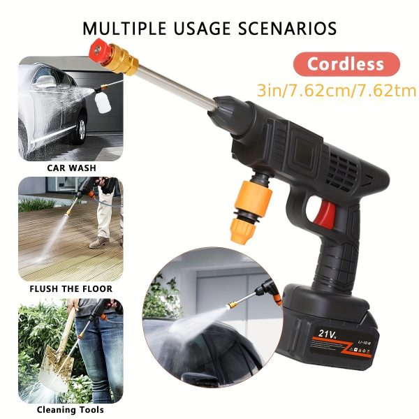 Electric High Pressure Washer, Portable Handheld Car Wash Gun, Up To 3000PSL, With A Single Block Of 15000Mah, A Single Block Can Be Used For About Half An Hour, Suitable For Yard Cleaning, Electric Golf Carts Cleaning, For Sports And Outdoors - Image 4