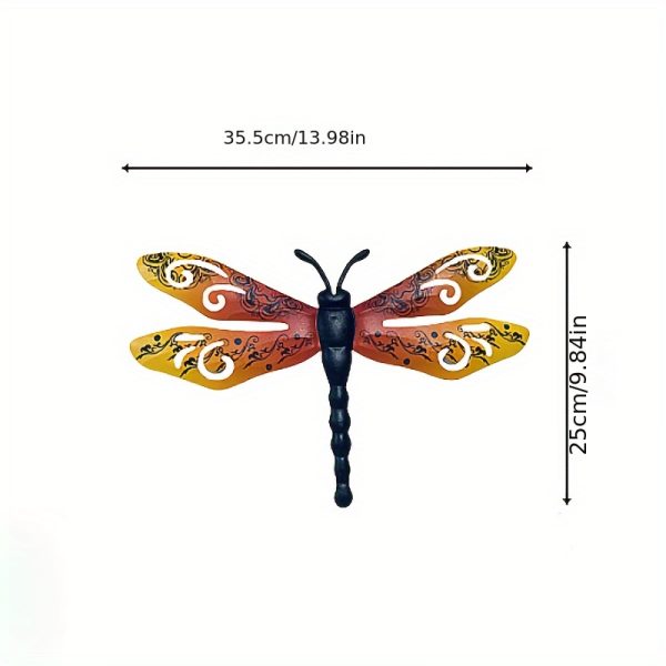 Large 14-Inch Iron Decorative Metal - Set of 3 Dragonfly Wall Art for Outdoor Garden Fence, Living Room, Bedroom Decor & Wedding Arrangements - Image 9