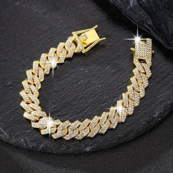Rhinestones Cuban Link Necklace and Bracelet Set - Unisex Punk Style, Y2K Hip Hop Jewelry | September Birthstone, Luxury Gift - Image 8