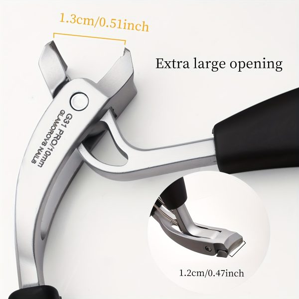 1pc Heavy-Duty Stainless Steel Nail Clippers for Thick Nails, Concave Blade & Large Opening Design, Elderly-Friendly Precision Trimmer with Long Handle, Men's Toenail & Fingernail Care, Durable Nail Tool - Image 3