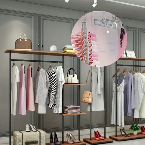 1/2/3pcs Heavy Duty Foldable Plastic Hanger Set - 9-Hole Space Saver For Closet, Wardrobe, Home & Dorm - Premium Organizer, Durable & Versatile Storage Solution - For Homeowners & Students - Ideal for Organizing Clothes & Accessories - Image 4