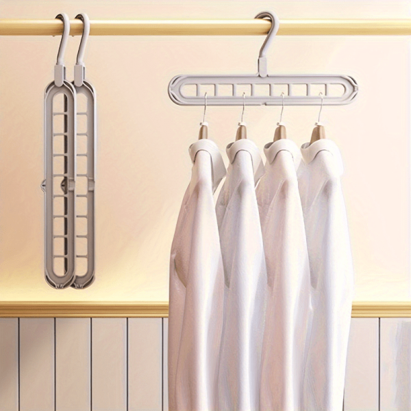 1/2/3pcs Heavy Duty Foldable Plastic Hanger Set - 9-Hole Space Saver For Closet, Wardrobe, Home & Dorm - Premium Organizer, Durable & Versatile Storage Solution - For Homeowners & Students - Ideal for Organizing Clothes & Accessories - Image 5