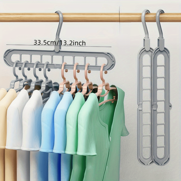 1/2/3pcs Heavy Duty Foldable Plastic Hanger Set - 9-Hole Space Saver For Closet, Wardrobe, Home & Dorm - Premium Organizer, Durable & Versatile Storage Solution - For Homeowners & Students - Ideal for Organizing Clothes & Accessories - Image 9