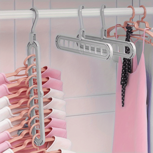 1/2/3pcs Heavy Duty Foldable Plastic Hanger Set - 9-Hole Space Saver For Closet, Wardrobe, Home & Dorm - Premium Organizer, Durable & Versatile Storage Solution - For Homeowners & Students - Ideal for Organizing Clothes & Accessories - Image 2