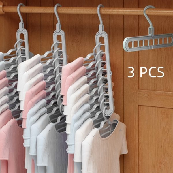 1/2/3pcs Heavy Duty Foldable Plastic Hanger Set - 9-Hole Space Saver For Closet, Wardrobe, Home & Dorm - Premium Organizer, Durable & Versatile Storage Solution - For Homeowners & Students - Ideal for Organizing Clothes & Accessories - Image 6