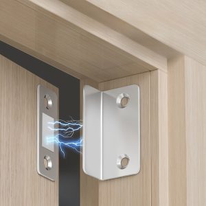 A Pair of Magnetic Alloy Door Clips - Invisible Strong Adhesion, No Drilling Required for Installation, Seamless Release - Suitable for Cabinets, Wardrobes, Sliding Doors - Home Renovation Hardware, Easy to Install, Compact And Efficient Design - 2pcs/Set, Silver Color