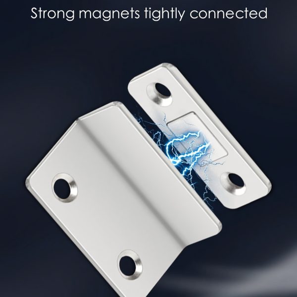 A Pair of Magnetic Alloy Door Clips - Invisible Strong Adhesion, No Drilling Required for Installation, Seamless Release - Suitable for Cabinets, Wardrobes, Sliding Doors - Home Renovation Hardware, Easy to Install, Compact And Efficient Design - 2pcs/Set, Silver Color - Image 5