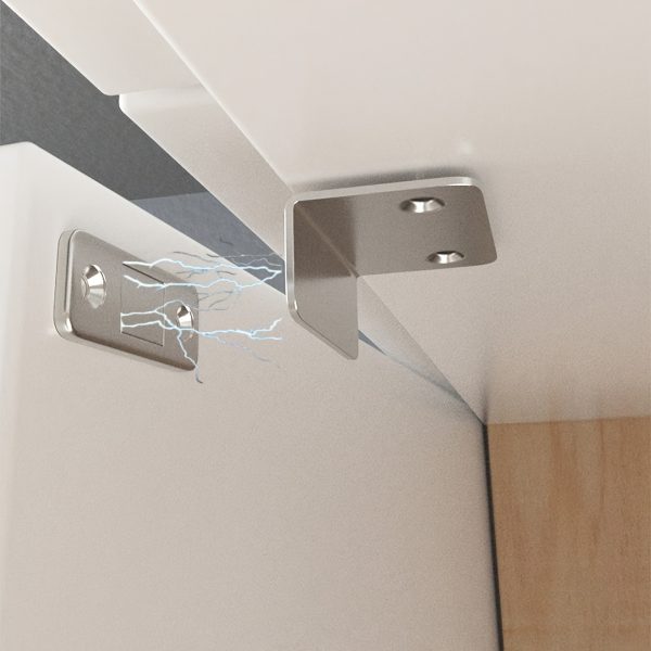 A Pair of Magnetic Alloy Door Clips - Invisible Strong Adhesion, No Drilling Required for Installation, Seamless Release - Suitable for Cabinets, Wardrobes, Sliding Doors - Home Renovation Hardware, Easy to Install, Compact And Efficient Design - 2pcs/Set, Silver Color - Image 2