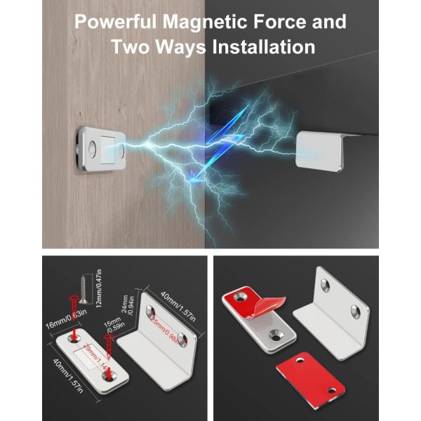 A Pair of Magnetic Alloy Door Clips - Invisible Strong Adhesion, No Drilling Required for Installation, Seamless Release - Suitable for Cabinets, Wardrobes, Sliding Doors - Home Renovation Hardware, Easy to Install, Compact And Efficient Design - 2pcs/Set, Silver Color - Image 4
