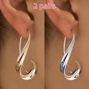2 pairs of new simple and retro style hook earrings for autumn and winter, with unique irregular design, suitable for Bohemian style, travel souvenirs and women's gifts, birthday, Christmas, Halloween, Valentine's Day gifts