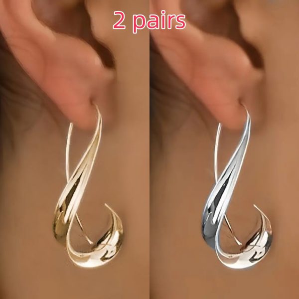 2 pairs of new simple and retro style hook earrings for autumn and winter, with unique irregular design, suitable for Bohemian style, travel souvenirs and women's gifts, birthday, Christmas, Halloween, Valentine's Day gifts