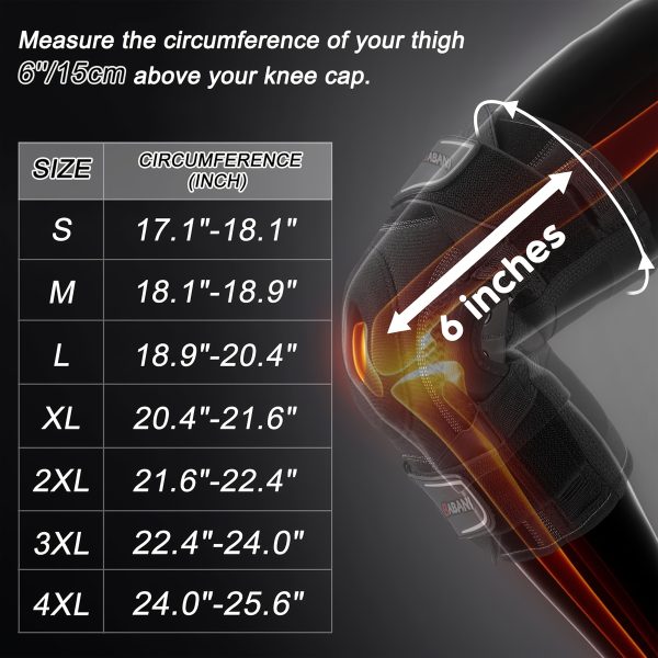 Professional Knee Braces with Adjustable Straps & Compression System - Black Textile Material for Runners, Gym Workouts - Ergonomic Knee Support with Padded Comfort & Stability, Knee Braces for Running, Sports Knee Protection, Secure Fit Design, Durable Construction - Image 7