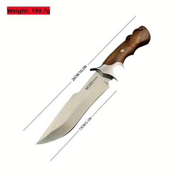 1pc Hand-Forged Damascus Fixed Blade Knife with Wooden Handle and Leather Sheath for Easy Portability and Fast Cutting - Image 11