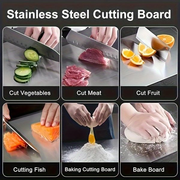 New Stainless Steel Multifunctional Cutting Plate, Stainless Steel Cutting Plate, Double-Sided Food Grade Stainless Steel Cutting, Ensuring The Original Flavor of Ingredients - Image 7