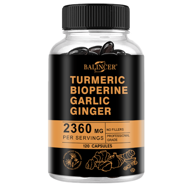 Turmeric Softgels, 2600 for MG Per Serving - with Garlic, Ginger & Black Pepper - Joint & Bone Health Support, 120 Capsules
