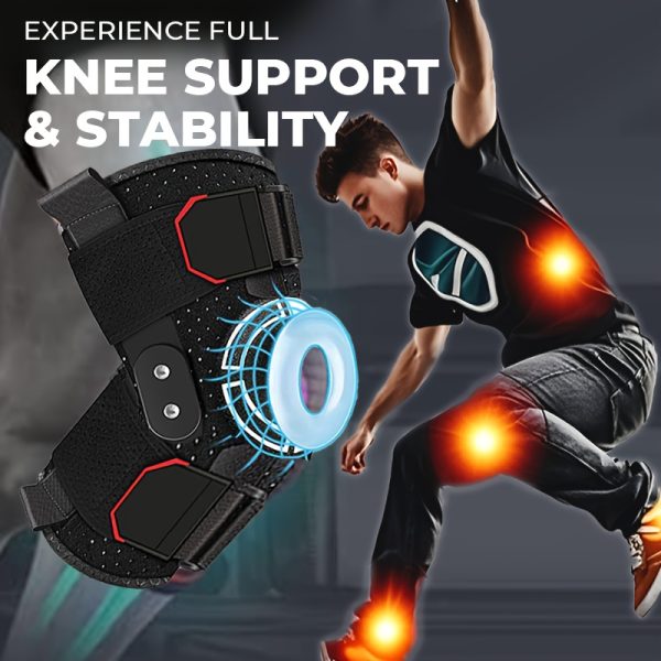 Professional Knee Braces with Adjustable Straps & Compression System - Black Textile Material for Runners, Gym Workouts - Ergonomic Knee Support with Padded Comfort & Stability, Knee Braces for Running, Sports Knee Protection, Secure Fit Design, Durable Construction - Image 3