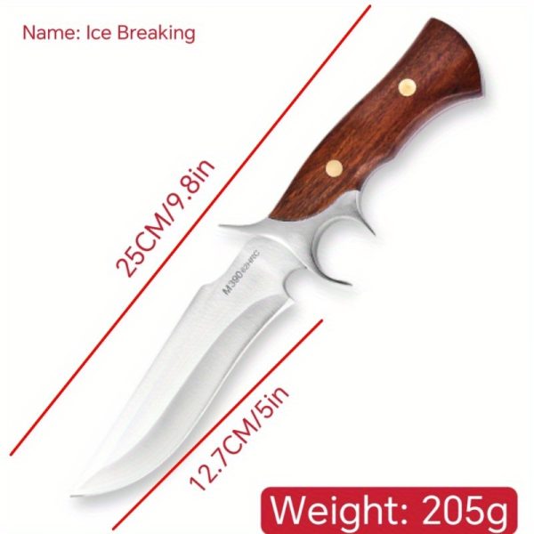 1pc Hand-Forged Damascus Fixed Blade Knife with Wooden Handle and Leather Sheath for Easy Portability and Fast Cutting - Image 12