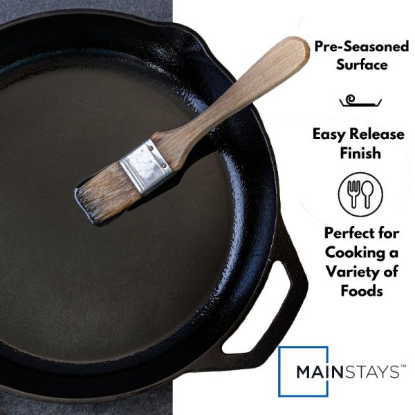 Cast Iron Skillet Oven Safe PreSeasoned Iron Black 12 inch - Image 3