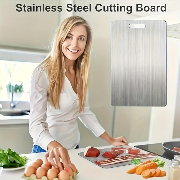 New Stainless Steel Multifunctional Cutting Plate, Stainless Steel Cutting Plate, Double-Sided Food Grade Stainless Steel Cutting, Ensuring The Original Flavor of Ingredients - Image 3