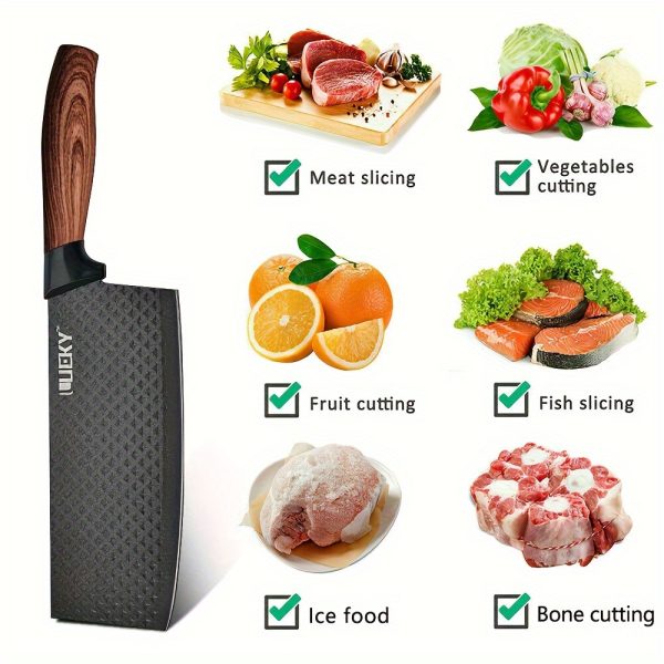 Professional 6pcs Kitchen Knives Set, Chef, Cleaver, Slicer, Utility Knife Peeler& Scissors Stainless Steel Ultra Sharp with Non-Stick Ergonomic Wood Handle Cooking Chef Knife Set for Home Travel Vegetable, Meat, Fruit Gift Box - Image 10