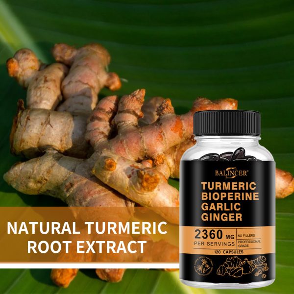 Turmeric Softgels, 2600 for MG Per Serving - with Garlic, Ginger & Black Pepper - Joint & Bone Health Support, 120 Capsules - Image 4