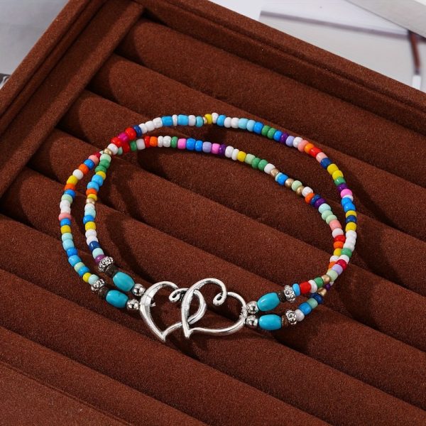 Shimmering Beaded Multicolor Anklet 4pcs Boho Chic Beaded Anklet Set - Image 9