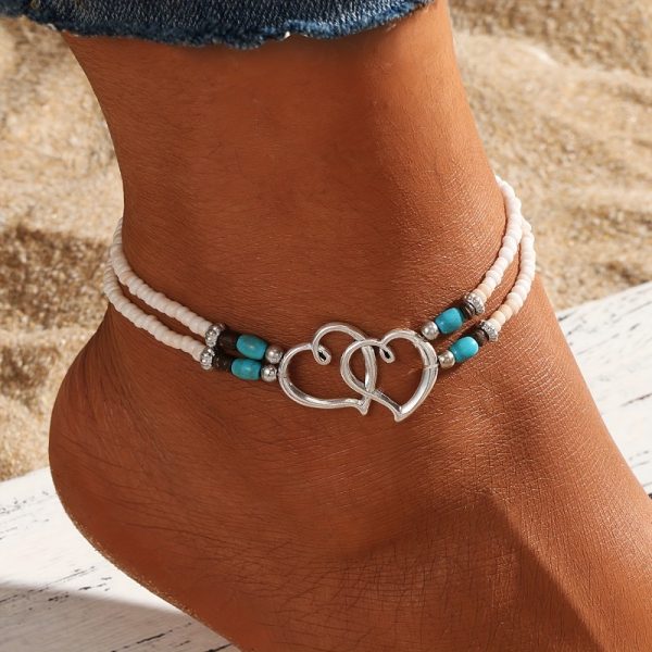 Shimmering Beaded Multicolor Anklet 4pcs Boho Chic Beaded Anklet Set - Image 2