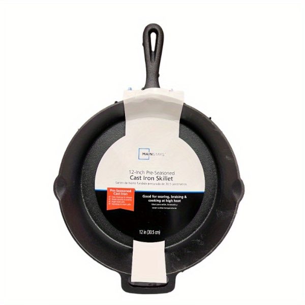 Cast Iron Skillet Oven Safe PreSeasoned Iron Black 12 inch - Image 10