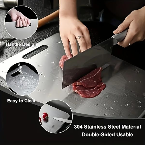New Stainless Steel Multifunctional Cutting Plate, Stainless Steel Cutting Plate, Double-Sided Food Grade Stainless Steel Cutting, Ensuring The Original Flavor of Ingredients - Image 5