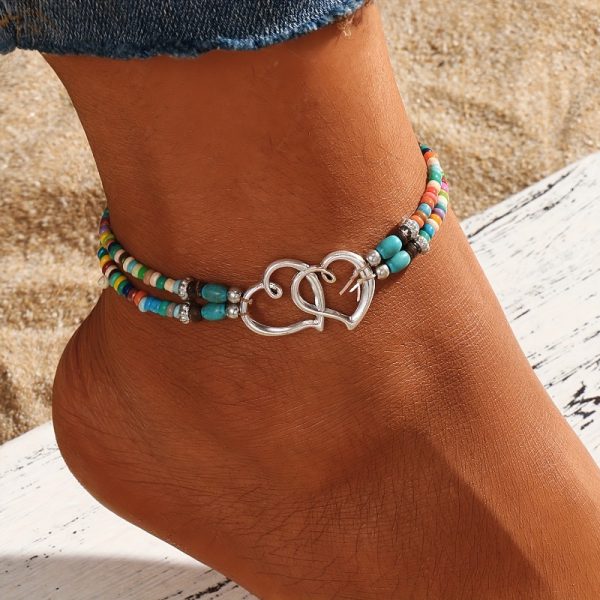 Shimmering Beaded Multicolor Anklet 4pcs Boho Chic Beaded Anklet Set - Image 5