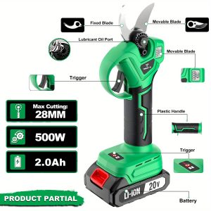 20V Electric Pruning Shears, Cordless Electric Scissors with 2pcs Rechargeable Lithium Battery Powered & 2 Blades, Cutting Diameter Electric Pruning Shears Cordless
