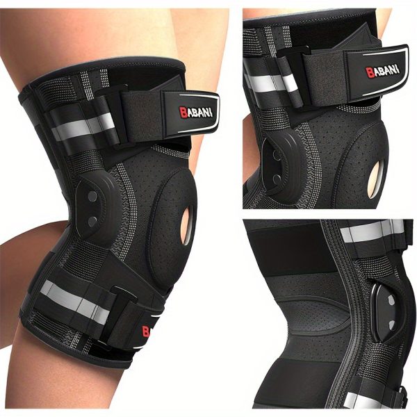 Professional Knee Braces with Adjustable Straps & Compression System - Black Textile Material for Runners, Gym Workouts - Ergonomic Knee Support with Padded Comfort & Stability, Knee Braces for Running, Sports Knee Protection, Secure Fit Design, Durable Construction - Image 2