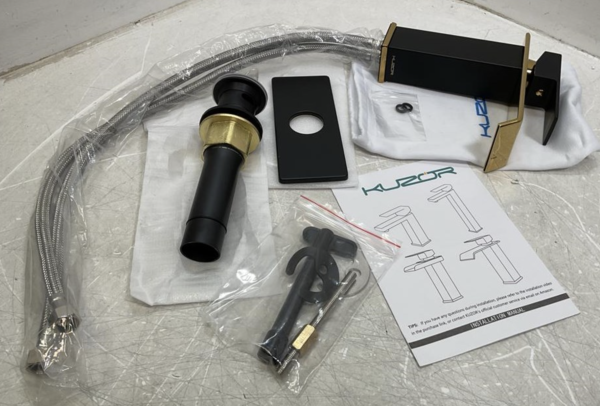 Waterfall Bathroom Faucets 1 Hole Single Handle, Matte Black - Image 2