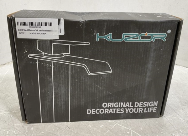 Waterfall Bathroom Faucets 1 Hole Single Handle, Matte Black - Image 3