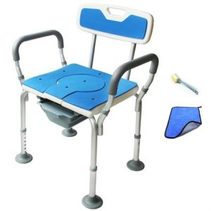 Bariatric Bedside Commode 450lbs, Wide Padded Commode Chair with Bucket, Heavy